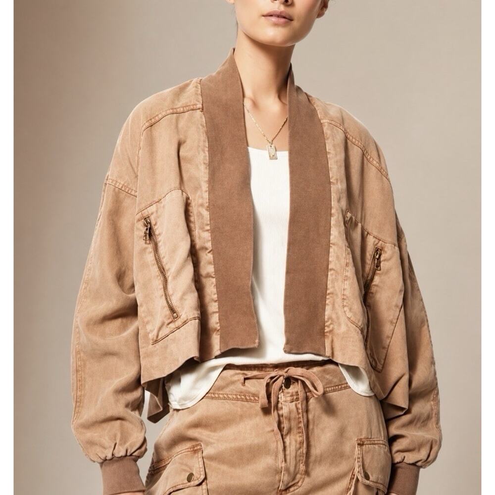 YOUNG FABULOUS & BROKE FARA CROPPED CONVERTIBLE JACKET XS
